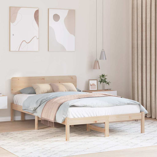 Bed Frame with Headboard Natural 120 x 190 cm Solid Pine Wood
