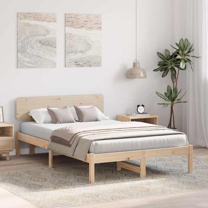 Bed Frame with Headboard Natural 120 x 190 cm Solid Pine Wood