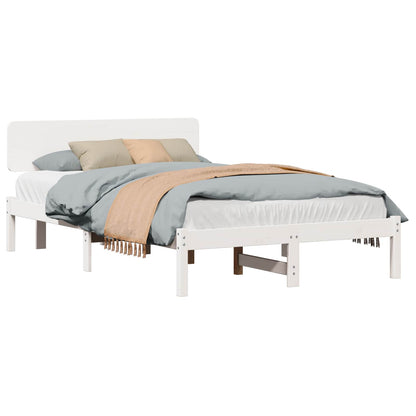Bed Frame with Headboard White 120 x 190 cm Solid Pine Wood