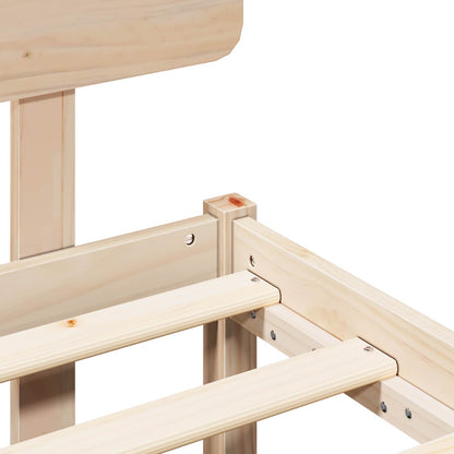 Bed Frame with Headboard Natural 100 x 200 cm Solid Pine Wood