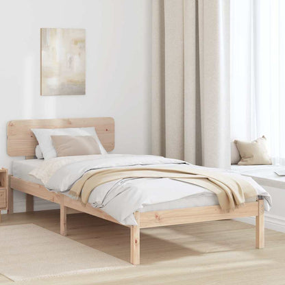 Bed Frame with Headboard Natural 90 x 200 cm Solid Pine Wood