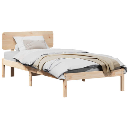 Bed Frame with Headboard Natural 80 x 200 cm Solid Pine Wood