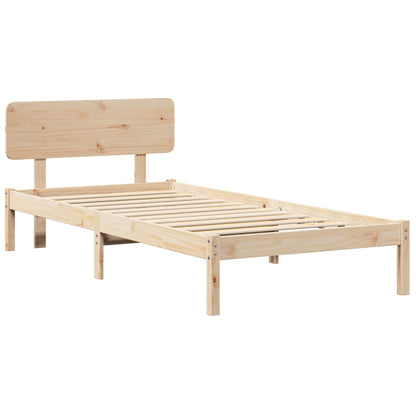 Bed Frame with Headboard Natural 90 x 190 cm Solid Pine Wood