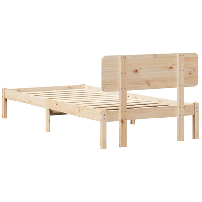 Bed Frame with Headboard Natural 90 x 190 cm Solid Pine Wood