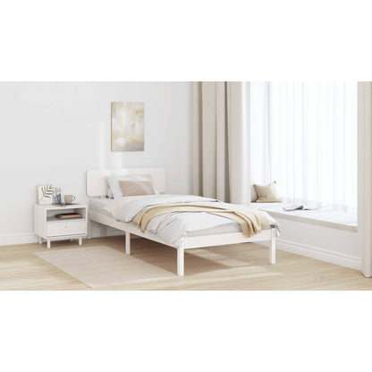 Bed Frame with Headboard White 90 x 190 cm Solid Pine Wood