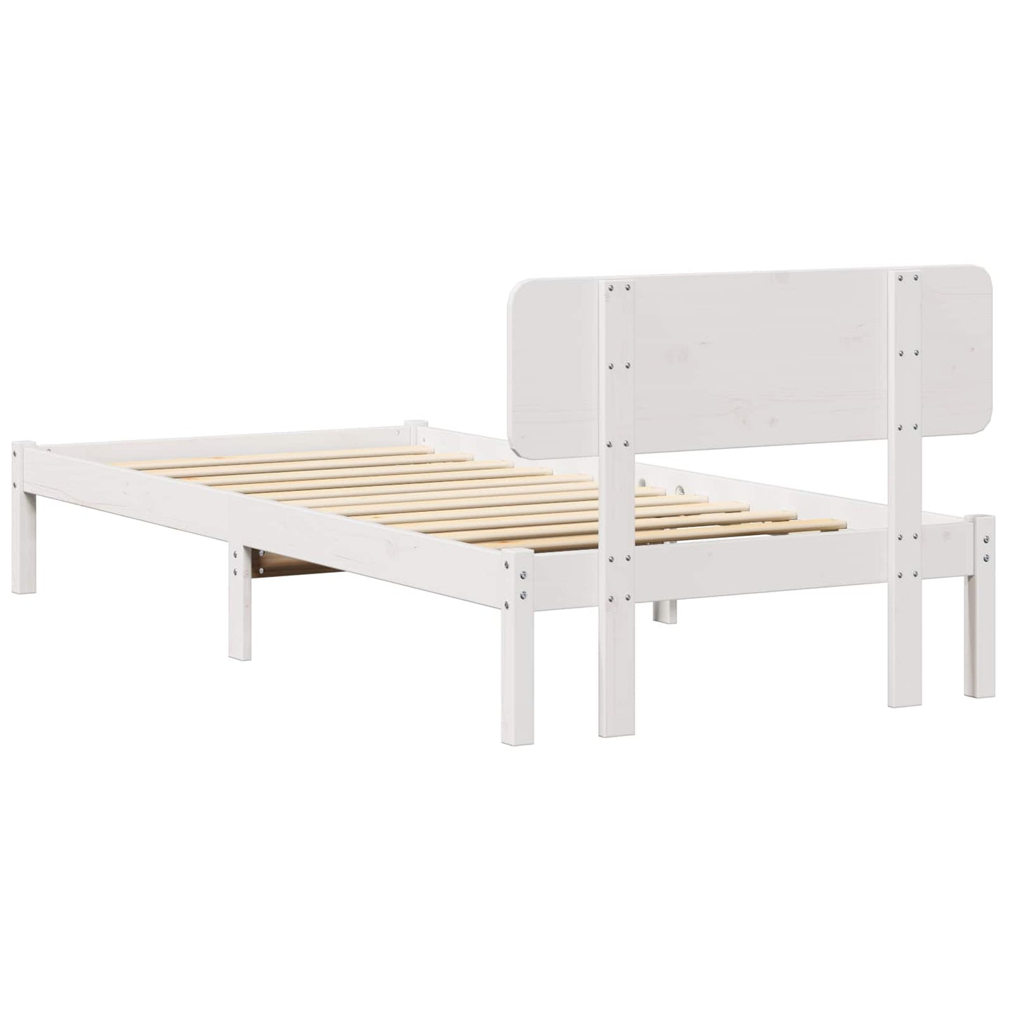 Bed Frame with Headboard White 90 x 190 cm Solid Pine Wood