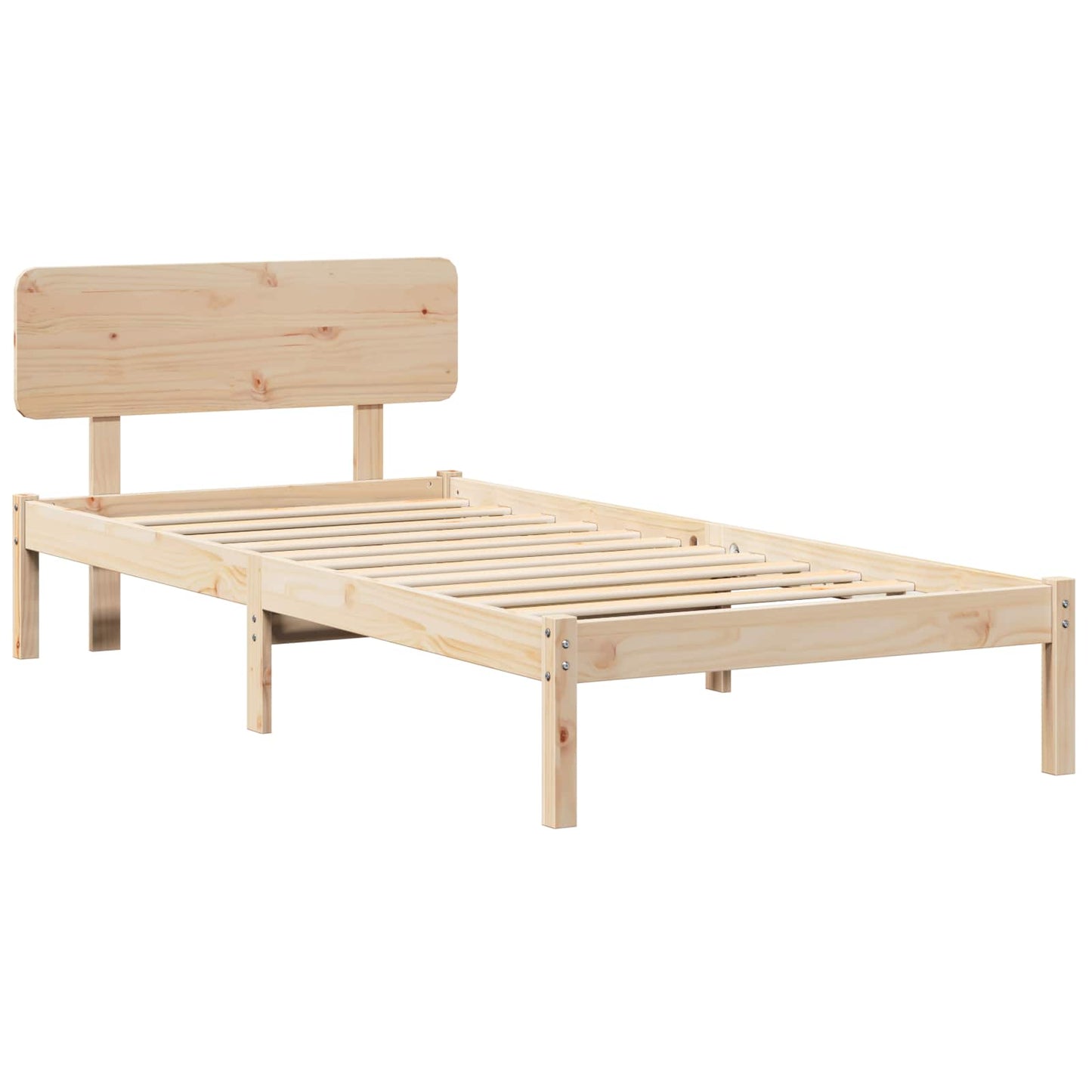 Bed Frame with Headboard Natural 75 x 190 cm Solid Pine Wood