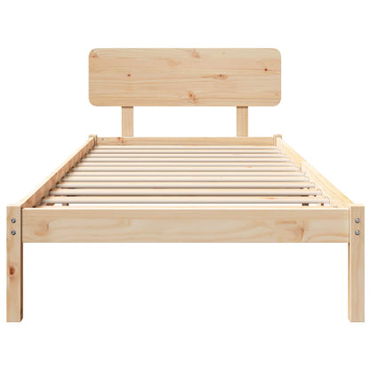 Bed Frame with Headboard Natural 75 x 190 cm Solid Pine Wood