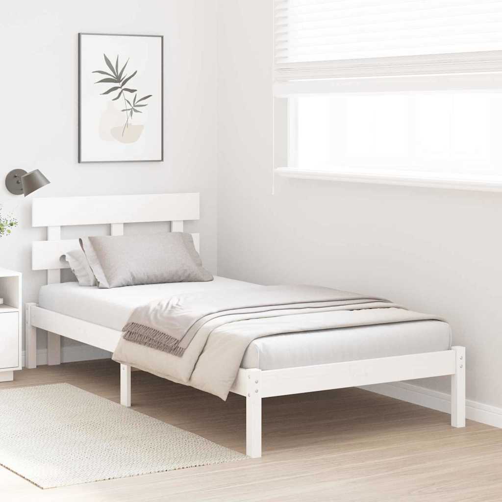 Bed Frame with Headboard White 80 x 200 cm Solid Pine wood