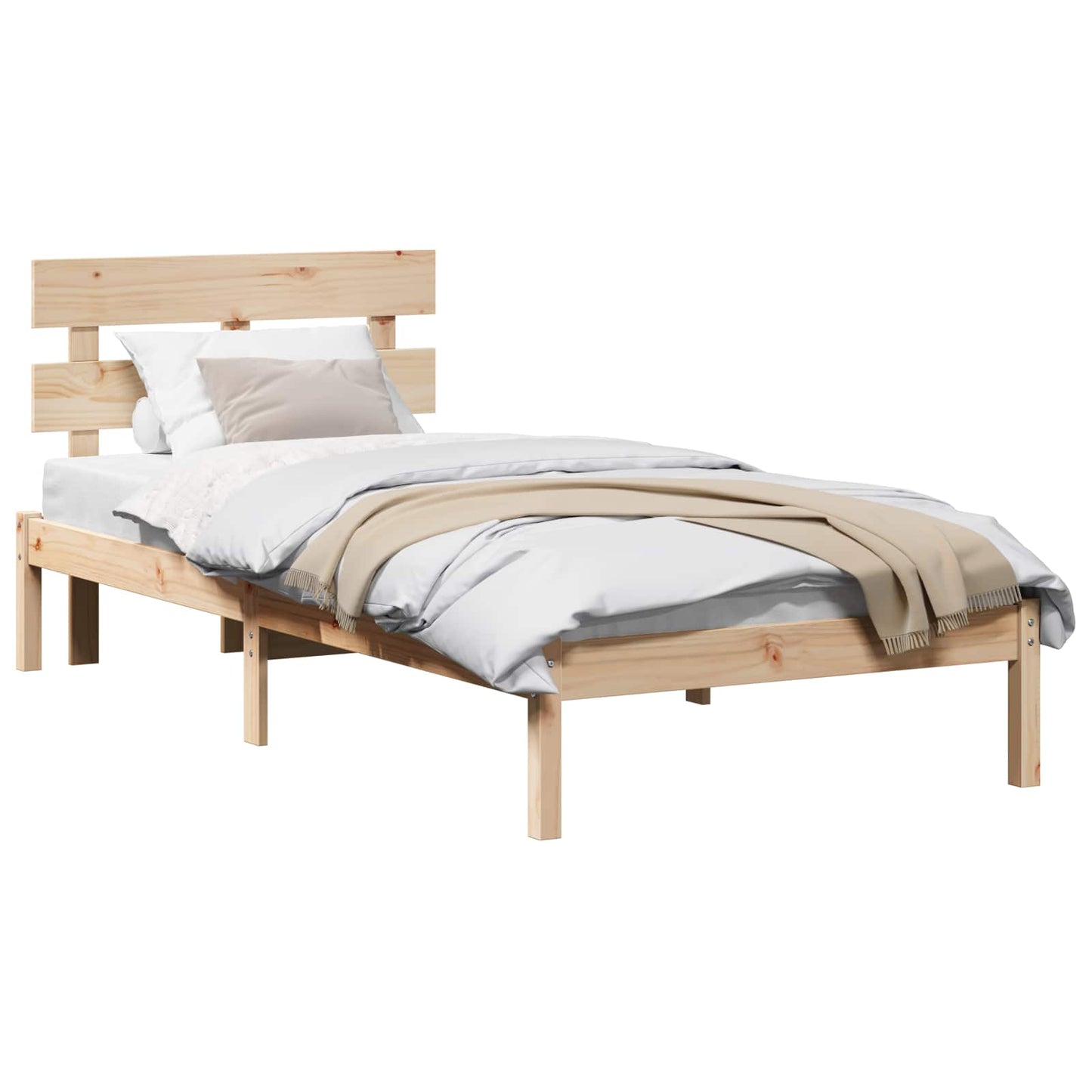 Bed Frame with Headboard Brown 90 x 200 cm Solid Pine wood