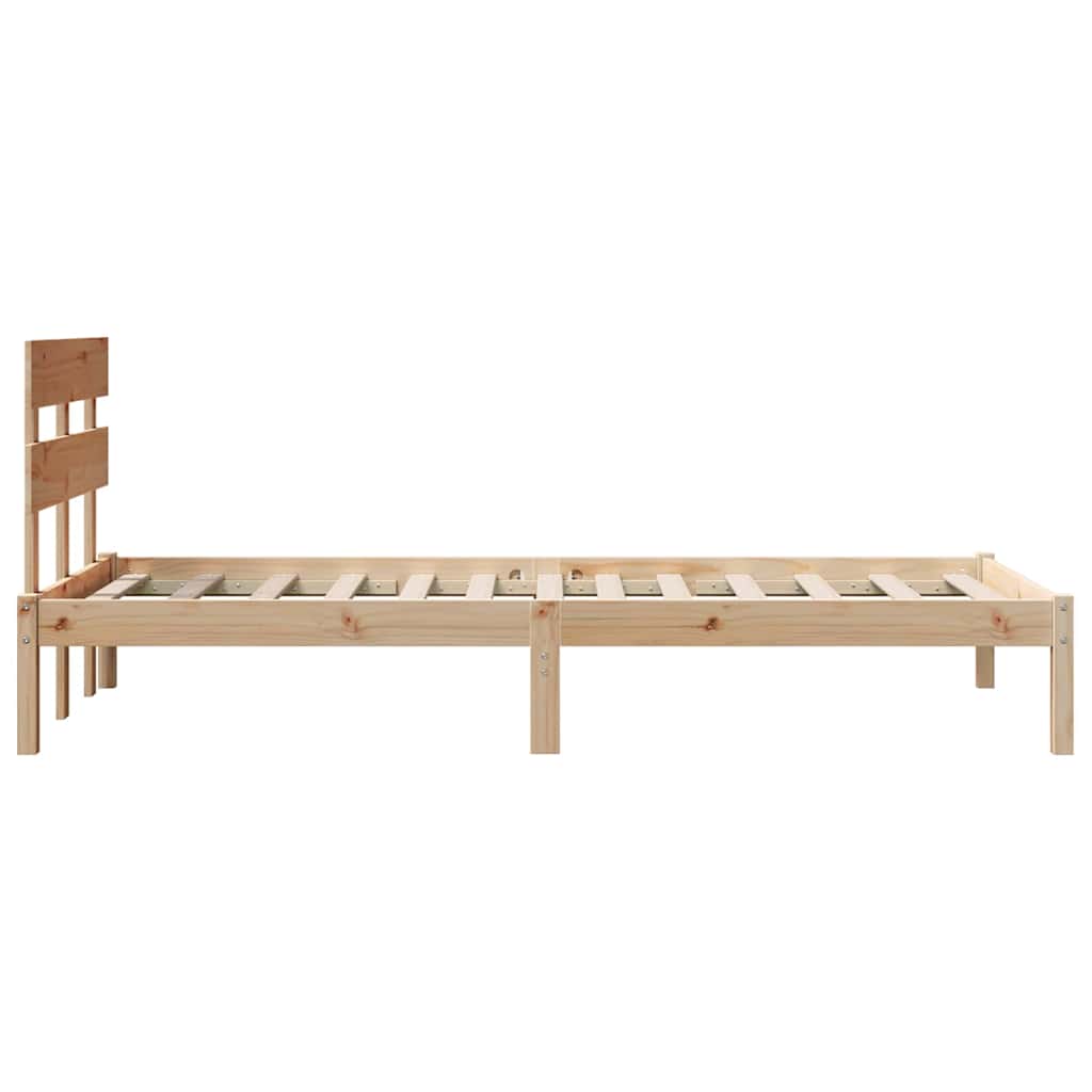 Bed Frame with Headboard Brown 90 x 200 cm Solid Pine wood