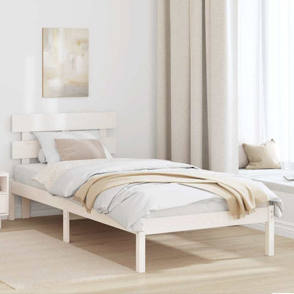 Bed Frame with Headboard White 90 x 200 cm Solid Pine wood
