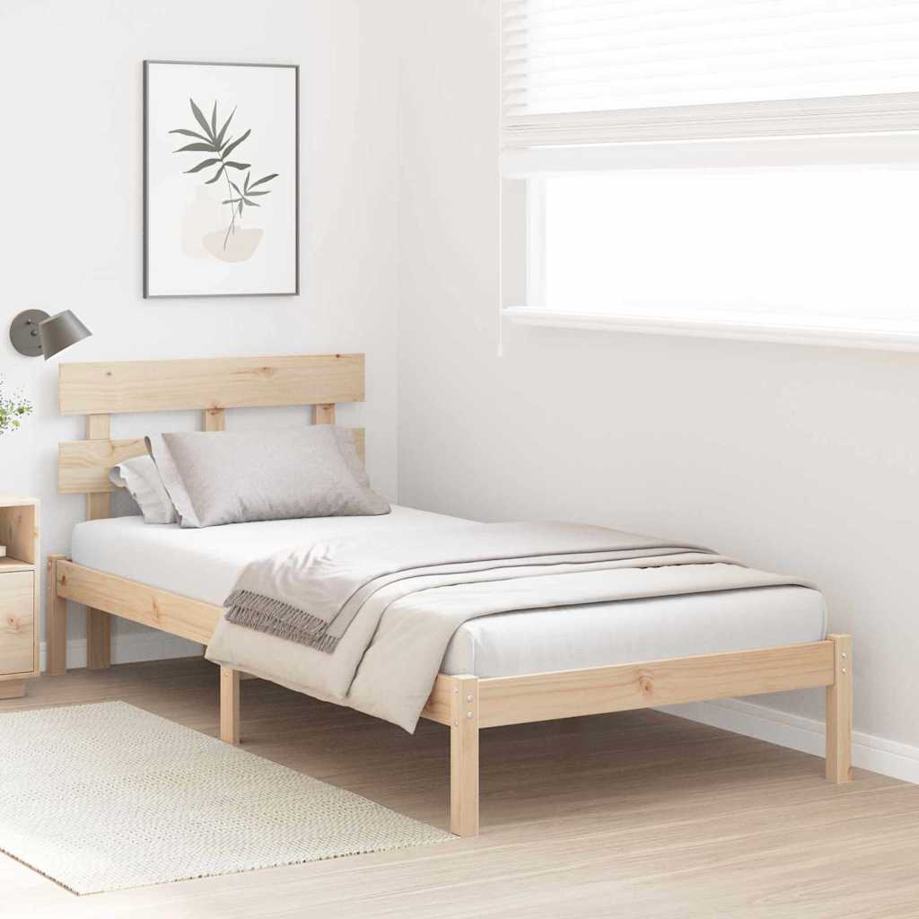 Bed Frame with Headboard Brown 100 x 200 cm Solid Pine wood