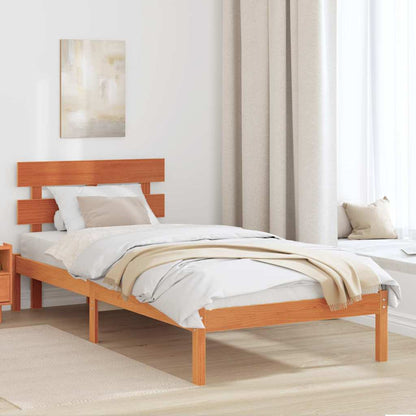 Bed Frame with Headboard Brown 100 x 200 cm Solid Pine wood