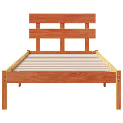 Bed Frame with Headboard Brown 100 x 200 cm Solid Pine wood