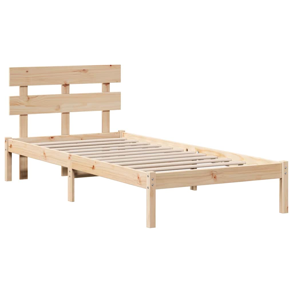 Bed Frame with Headboard Brown 90 x 190 cm Solid Pine wood