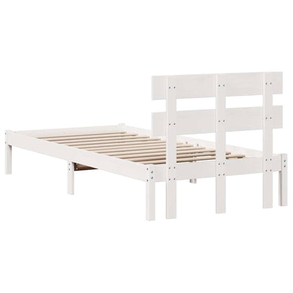 Bed Frame with Headboard White 90 x 190 cm Solid Pine wood