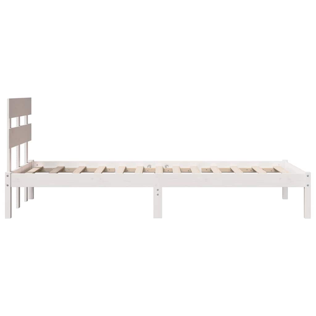 Bed Frame with Headboard White 90 x 190 cm Solid Pine wood