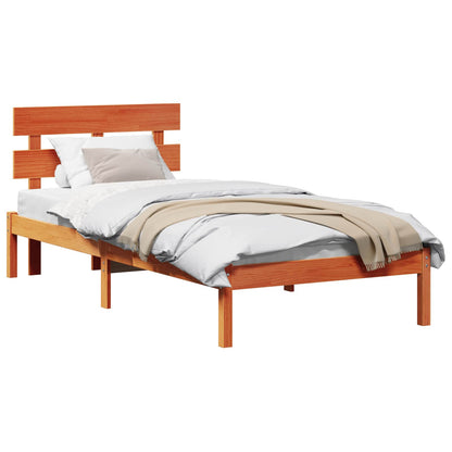 Bed Frame with Headboard Brown 90 x 190 cm Solid Pine wood
