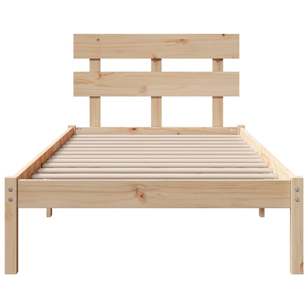 Bed Frame with Headboard Brown 75 x 190 cm Solid Pine wood