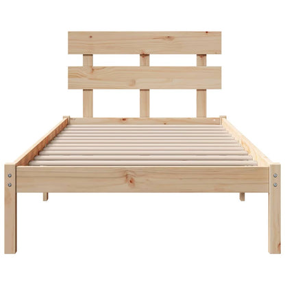 Bed Frame with Headboard Brown 75 x 190 cm Solid Pine wood