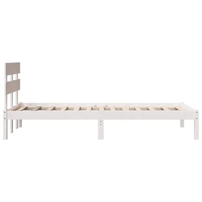 Bed Frame with Headboard White 75 x 190 cm Solid Pine wood