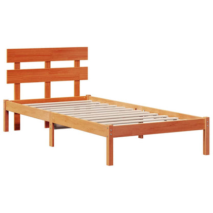 Bed Frame with Headboard Brown 75 x 190 cm Solid Pine wood
