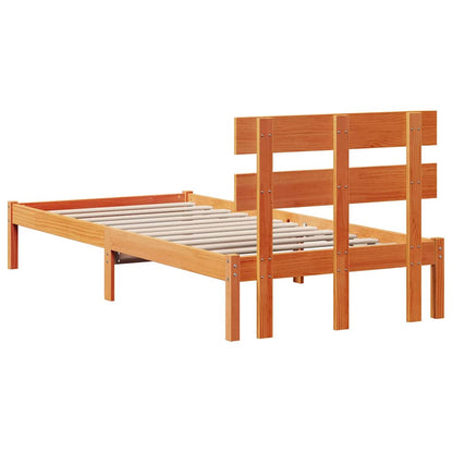Bed Frame with Headboard Brown 75 x 190 cm Solid Pine wood