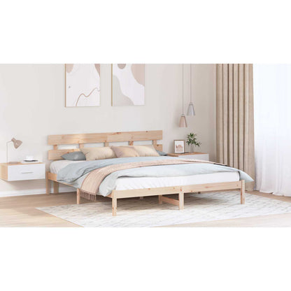 Bed Frame with Headboard Brown 200 x 200 cm Solid Pine wood