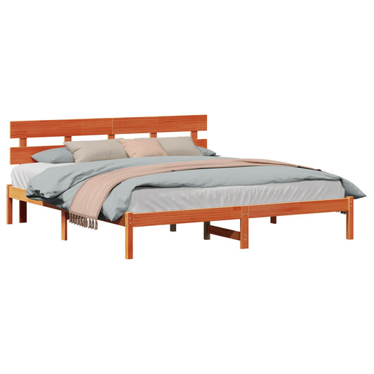 Bed Frame with Headboard Brown 180 x 200 cm Solid Pine wood
