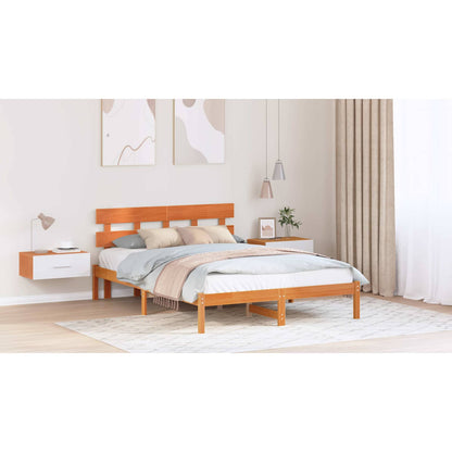 Bed Frame with Headboard Brown 160 x 200 cm Solid Pine wood