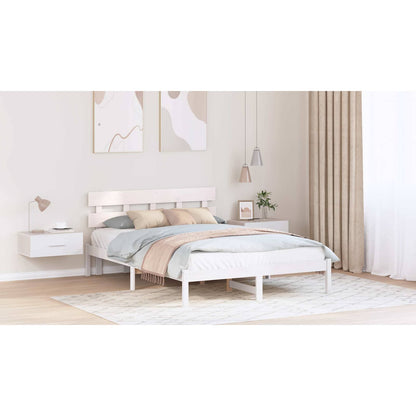 Bed Frame with Headboard White 150 x 200 cm Solid Pine wood