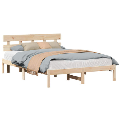 Bed Frame with Headboard Brown 140 x 200 cm Solid Pine wood