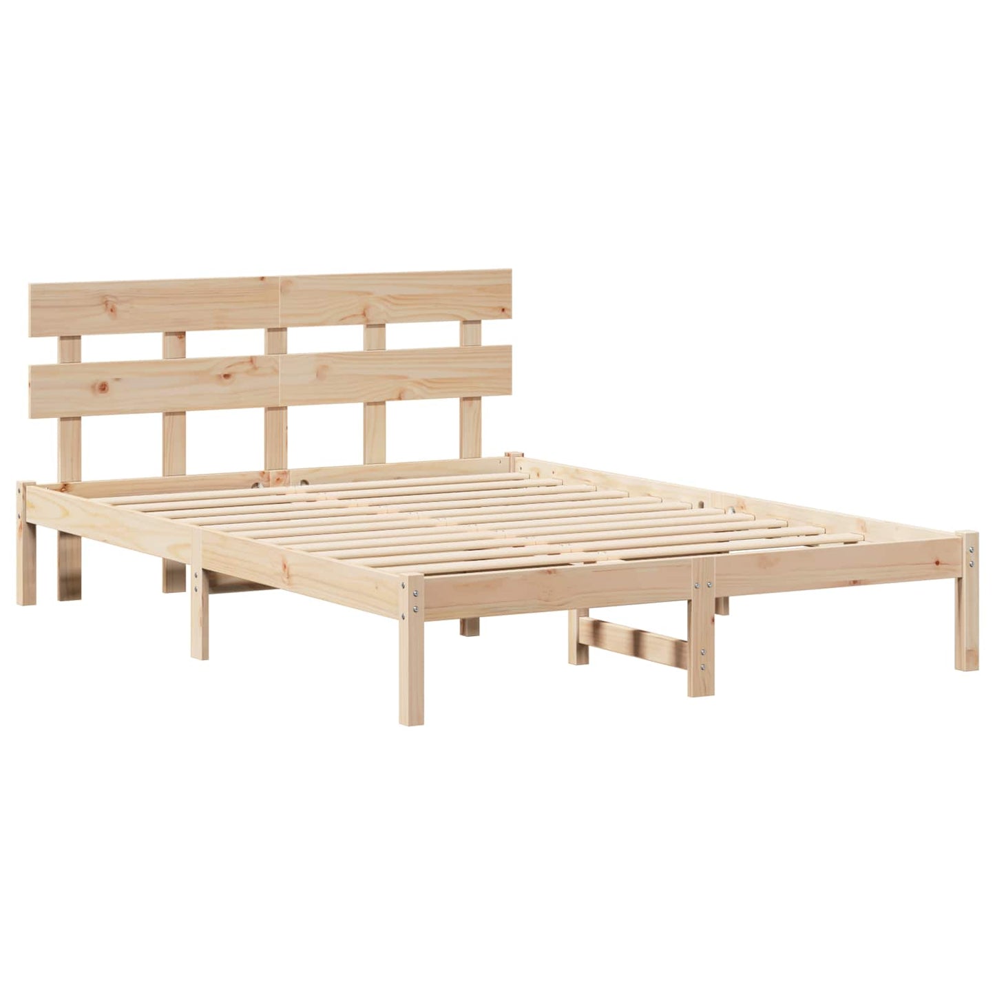 Bed Frame with Headboard Brown 140 x 200 cm Solid Pine wood