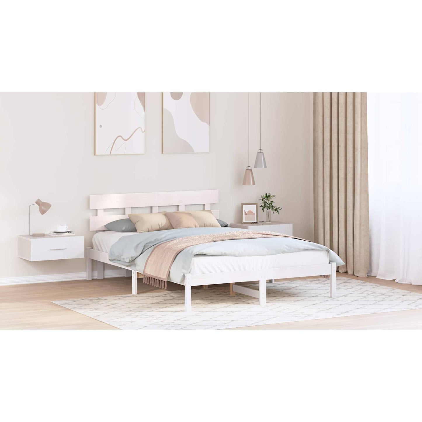 Bed Frame with Headboard Brown 140 x 200 cm Solid Pine wood