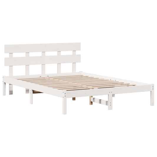 Bed Frame with Headboard Brown 140 x 200 cm Solid Pine wood