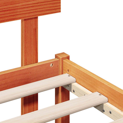 Bed Frame with Headboard Brown 140 x 200 cm Solid Pine wood