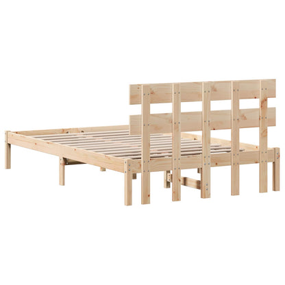 Bed Frame with Headboard Brown 120 x 200 cm Solid Pine wood