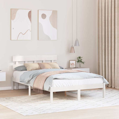 Bed Frame with Headboard White 120 x 190 cm Solid Pine wood