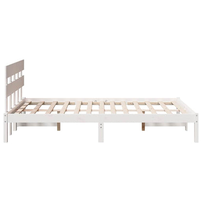 Bed Frame with Headboard White 120 x 190 cm Solid Pine wood