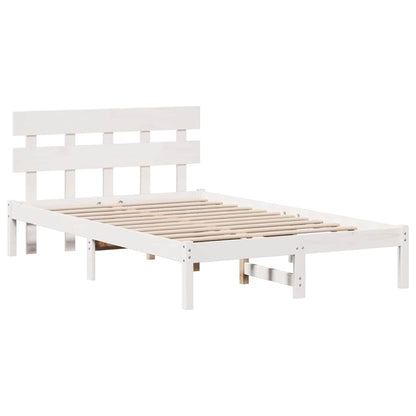 Bed Frame with Headboard White 140 x 190 cm Solid Pine wood