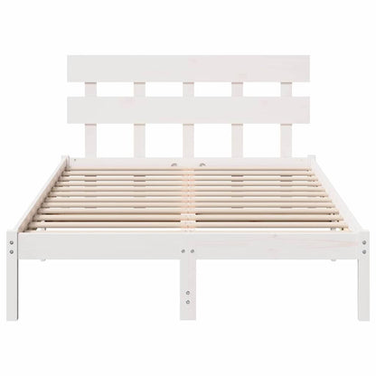 Bed Frame with Headboard White 140 x 190 cm Solid Pine wood