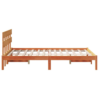 Bed Frame with Headboard Brown 140 x 190 cm Solid Pine wood