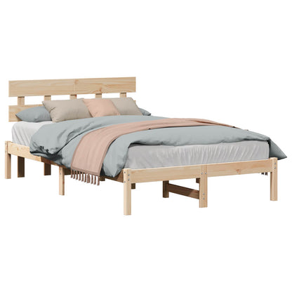 Bed Frame with Headboard Brown 135 x 190 cm Solid Pine wood