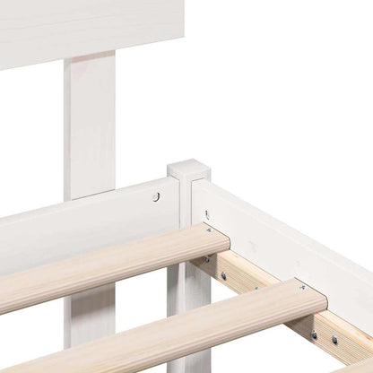 Bed Frame with Headboard White 135 x 190 cm Solid Pine wood