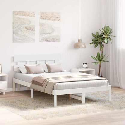 Bed Frame with Headboard White 135 x 190 cm Solid Pine wood