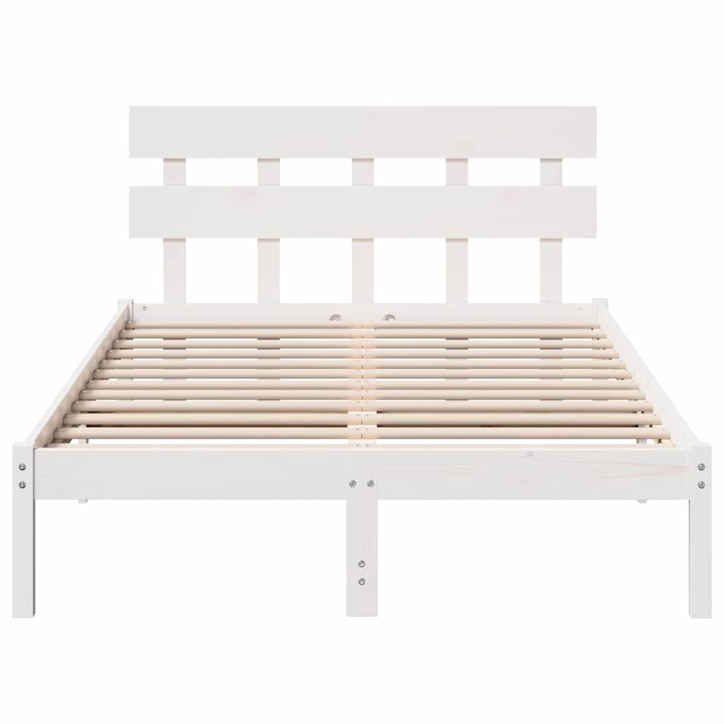 Bed Frame with Headboard White 135 x 190 cm Solid Pine wood