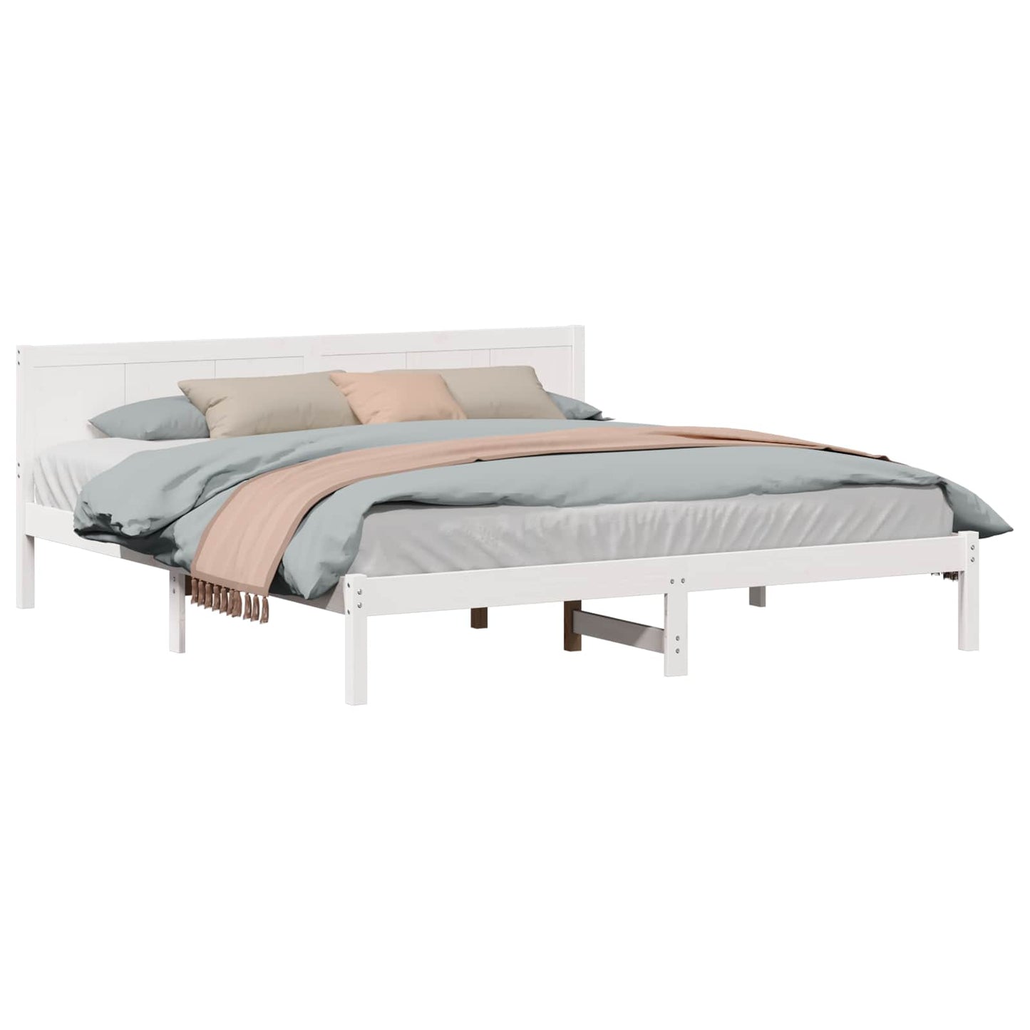 Bed Frame White 200 x 200 cm Solid Pine wood