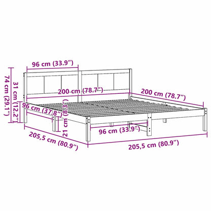 Bed Frame White 200 x 200 cm Solid Pine wood