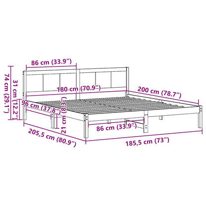 Bed Frame Brown 180 x 200 cm Solid Pine wood